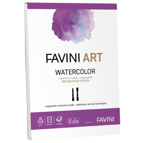 Blocco collato Watercolor Favini Art 10fg 300gr A4